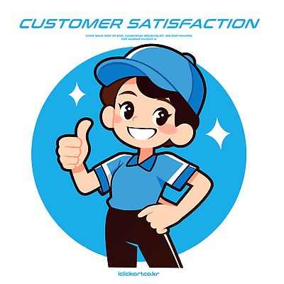 캐릭터 상징 백그라운드 일러스트 친절 미소 파란색 엄지손가락 표현 고객 서비스 만족 긍정 긍정적 자부심 전문 피드백 국내일러스트 AI파일 감정 컬러 컨셉 손가락 표정 파일형식 벡터