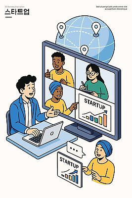 일러스트 비즈니스 그래프 협력 아이디어 직장 기술 글로벌 작업 토론 프레젠테이션 창업 소통 개발 창의성 국내일러스트 AI파일 컨셉 회사 자영업 파일형식 벡터