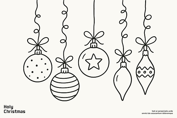 계절 기념일 행복 감정 줄 컬러 크리스마스 겨울 무늬 일러스트 공 가족 선물 이벤트 장식 크리스마스트리 파티 축제 국내일러스트 AI파일 관계 파일형식 벡터