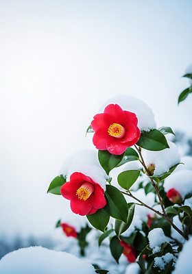 JPG 식물 편집이미지 꽃잎 꽃 컬러 겨울 자연 나뭇잎 풍경 정원 차가움 화사함 동백 홍매화 동백나무 뷰티풀 편집실사 AI포토 AI콘텐츠 나무 계절 컨셉 잎 CG 생태계 매화 파일형식