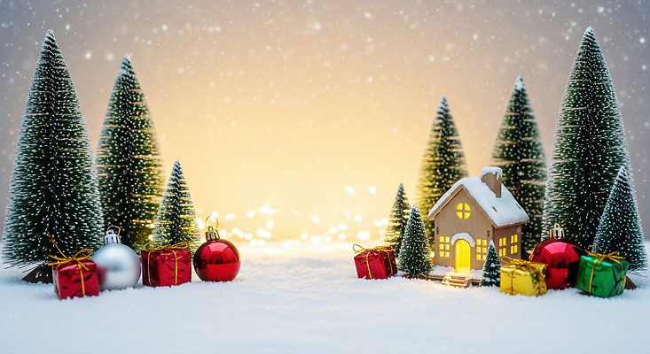 JPG 편집이미지 크리스마스 겨울 가족 조명 주택 따뜻함 선물 풍경 장식 장난감 크리스마스트리 축제 뷰티풀 편집실사 AI컴퓨터그래픽 AI콘텐츠 계절 기념일 관계 건물 CG 파일형식