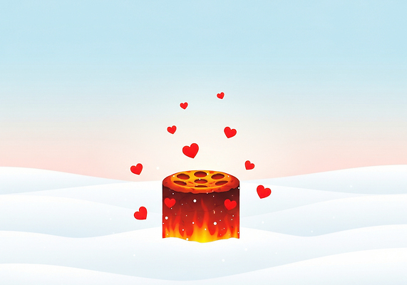 JPG 감정 상징 컬러 백그라운드 겨울 일러스트 불꽃 따뜻함 밝음 사랑 풍경 하트 표현 봉사 메시지 분위기 심볼 감성 나눔 연탄 설레임 국내일러스트 AI일러스트 AI콘텐츠 모양 계절 컨셉 불 도움 파일형식