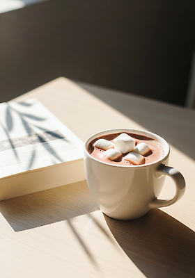 JPG 편집이미지 여유 음료 따뜻함 책 소파 독서 햇빛 카페 편안함 찻잔 코코아 마시멜로우 오후 편집실사 AI포토 AI콘텐츠 감정 의자 디저트 잔 태양 상점 감각 CG 파일형식