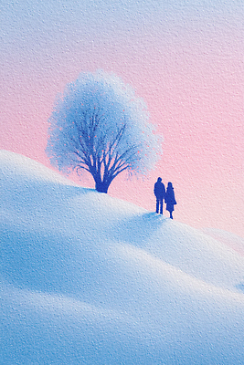 JPG 나무 커플 감정 실루엣 겨울 일러스트 자연 하늘 수채화 사랑 풍경 평화 일몰 산책 로맨틱 언덕 조화 소통 뷰티풀 국내일러스트 AI일러스트 AI콘텐츠 식물 계절 컨셉 관계 휴식 촬영기법 노을 생태계 파일형식