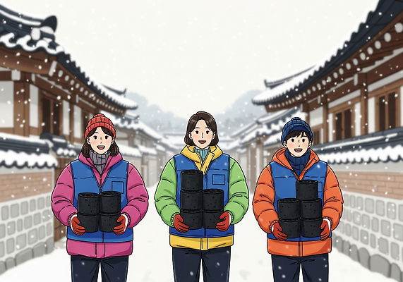 JPG 한국문화 명절 설경 겨울 일러스트 겨울스포츠 거리 한옥 떡 한국 웃음 세명 소풍 축제 봉사 즐거움 연탄 패딩 국내일러스트 AI일러스트 AI콘텐츠 동양문화 한국전통 전통 계절 기념일 감정 아시아 스포츠 고건축 표정 사람 풍경 야외활동 점퍼 도움 파일형식