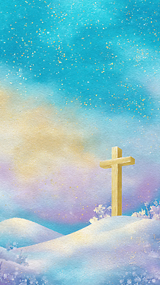 JPG 종교 예술 상징 백그라운드 십자가 겨울 일러스트 자연 하늘 수채화 풍경 목재 평화 고요 풍경화 차분 국내일러스트 AI일러스트 AI콘텐츠 나무 계절 컨셉 재료 그림 생태계 파일형식