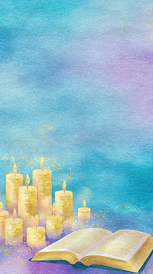 JPG 디자인 감정 문화 예술 백그라운드 일러스트 촛불 조명 일상 파란색 독서 평화 성경 분위기 조용 영감 차분 국내일러스트 AI일러스트 AI콘텐츠 컬러 컨셉 초 종교용품 라이프 파일형식