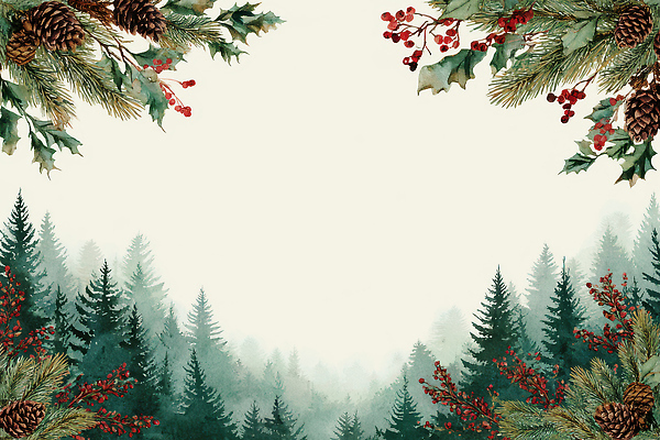 JPG 계절 컬러 크리스마스 겨울 일러스트 자연 생명 따뜻함 풍경 일상 장식 소나무 휴일 숲 준비 베리 조화 뷰티풀 송장 국내일러스트 AI일러스트 AI콘텐츠 나무 기념일 과일 라이프 생태계 파일형식