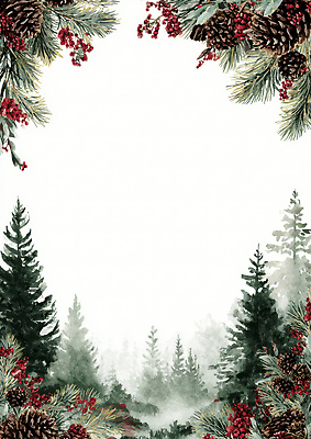 JPG 식물 계절 백그라운드 크리스마스 겨울 일러스트 자연 풍경 장식 빨간색 초록색 고요 소나무 숲 포근함 편안함 침엽수 포인세티아 풍경화 국내일러스트 AI일러스트 AI콘텐츠 나무 기념일 꽃 컬러 감각 그림 생태계 파일형식