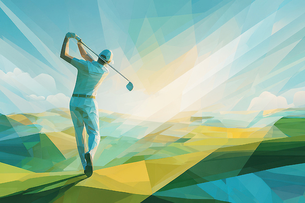 JPG 스포츠 골프 일러스트 모션 자연 필드 하늘 아침 조명 그림자 풍경 야외 운동 태양 골퍼 스윙 클럽 오후 지오메트릭 국내일러스트 AI일러스트 AI콘텐츠 주간 자연요소 포즈 운동선수 건강 구기 생태계 파일형식