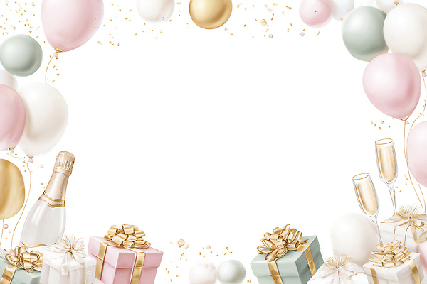 JPG 기념일 분홍색 백그라운드 일러스트 프레임 선물 이벤트 장식 파티 축제 기쁨 금색 흰색 축하 칵테일 생일파티 분위기 파티용품 준비 청록색 풍선 사케 국내일러스트 AI일러스트 AI콘텐츠 감정 컬러 컨셉 주류 생일 이벤트용품 파일형식