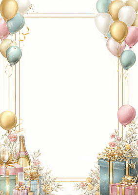 JPG 기념일 꽃 감정 컬러 백그라운드 일러스트 프레임 선물 이벤트 장식 파티 축제 화환 모임 축하 생일파티 화려 샴페인 즐거움 풍선 그라데이션 세레모니 국내일러스트 AI일러스트 AI콘텐츠 식물 컨셉 주류 생일 파일형식