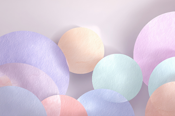 JPG 디자인 종이 예술 컬러 조각 백그라운드 일러스트 추상 다양 원형 투명 감각 크기 부드러움 조화 색감 파스텔톤 평면 지오메트릭 국내일러스트 AI일러스트 AI콘텐츠 도형 다수 무늬 파일형식