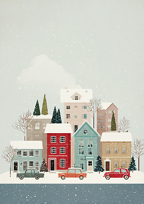 JPG 나무 도로 예술 컬러 겨울 일러스트 자연 휴식 거리 주택 풍경 평화 마을 도시 편안함 풍경화 국내일러스트 AI일러스트 AI콘텐츠 식물 계절 길 컨셉 교통시설 건물 감각 그림 생태계 파일형식