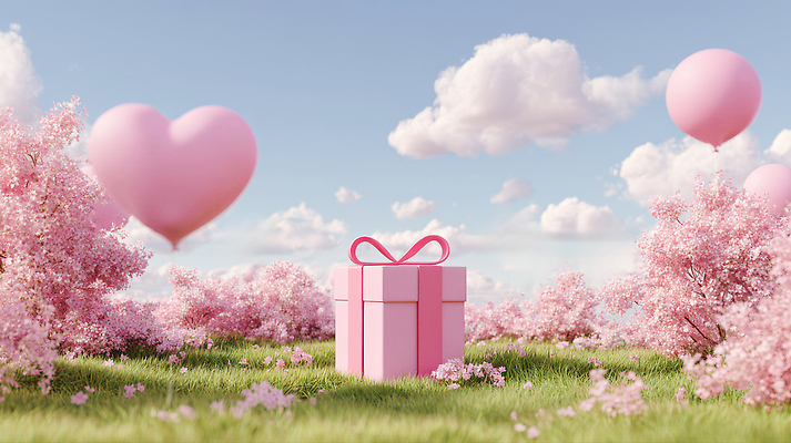 JPG 나무 편집이미지 꽃 분홍색 자연 하늘 풍경 초원 초록색 선물상자 봄 활발 벚꽃 포근함 풍선 이미지편집 AI컴퓨터그래픽 AI콘텐츠 식물 계절 컬러 컨셉 선물 상자 감각 생태계 파일형식