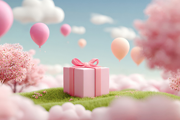 JPG 나무 편집이미지 꽃 분홍색 백그라운드 자연 하늘 선물 풍경 장식 상자 봄 꿈 풍선 풍경화 이미지편집 AI컴퓨터그래픽 AI콘텐츠 식물 계절 컬러 그림 생태계 파일형식