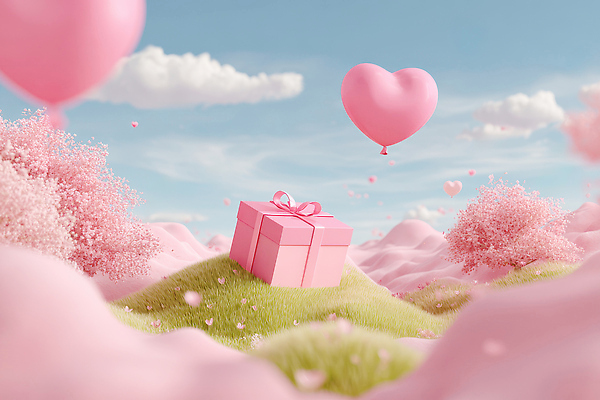 JPG 나무 편집이미지 계절 행복 분홍색 자연 하늘 선물 풍경 축제 벚꽃 언덕 장면 풍선 뷰티풀 이미지편집 AI컴퓨터그래픽 AI콘텐츠 식물 꽃 감정 컬러 생태계 파일형식