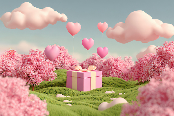 JPG 나무 편집이미지 분홍색 자연 하늘 선물 풍경 축제 봄 꿈 벚꽃 하트 풍선 뷰티풀 환상 이미지편집 AI컴퓨터그래픽 AI콘텐츠 모양 식물 계절 꽃 컬러 컨셉 생태계 파일형식
