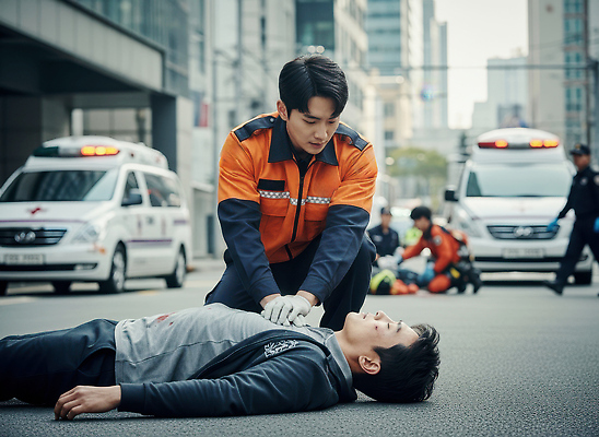 JPG 편집이미지 생각 의학 거리 치료 대기 도시 구출 도심 구급차 구조원 시민 긴급상황 부상자 응급구조 응급치료 의료성형뷰티 편집실사 AI인물포토 AI콘텐츠 직업 자동차 응급 긴급 도움 상처 CG 국민 파일형식 AI포토