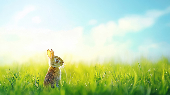 JPG 동물 편집이미지 여유 자연 하늘 생명 초원 햇빛 평화 귀여움 환경 토끼 편집실사 AI컴퓨터그래픽 AI콘텐츠 감정 컨셉 포유류 반려동물 태양 CG 생태계 파일형식
