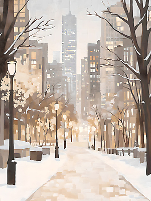 JPG 나무 공원 도로 겨울 일러스트 창문 조명 거리 따뜻함 풍경 건물 빛 설원 고요 산책로 도시 저녁 스카이라인 국내일러스트 AI일러스트 AI콘텐츠 식물 건축물 계절 공공시설 길 교통시설 눈_날씨 야간 파일형식