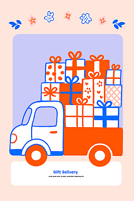디자인 기념일 리본 컬러 일러스트 포장 선물 이벤트 여러명 파란색 상자 축제 주황색 기쁨 트럭 생일 화려 배송 즐거움 준비 국내일러스트 AI파일 감정 다수 컨셉 자동차 사람 파일형식 벡터
