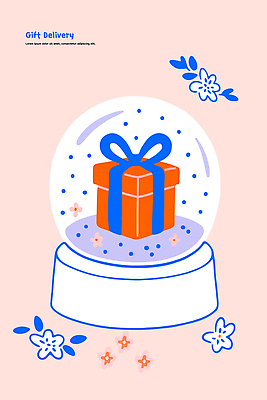 디자인 기념일 꽃 리본 분홍색 크리스마스 겨울 일러스트 선물 장식 인테리어 축제 주황색 생일 오브젝트 테마 국내일러스트 AI파일 식물 계절 컬러 이벤트 파일형식 벡터