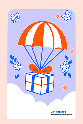 디자인 기념일 꽃 일러스트 선물 사랑 이벤트 기쁨 축하 소식 배송 즐거움 낙하산 기획 뷰티풀 색감 자아 창의성 아기자기 국내일러스트 AI파일 식물 감정 컨셉 파일형식 벡터