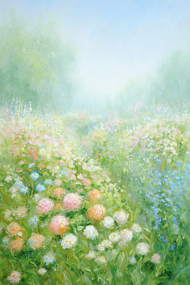 JPG 식물 꽃 컬러 일러스트 자연 생명 아침 휴식 풍경 초원 평화 정원 봄 안개 향기 부드러움 화사함 방문 만개 뷰티풀 국내일러스트 AI일러스트 AI콘텐츠 주간 계절 컨셉 날씨 감각 생태계 냄새 파일형식