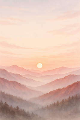 JPG 여유 컬러 여행 일러스트 자연 하늘 산 풍경 일상 태양 평화 일출 계곡 고요 안개 힐링 뷰티풀 국내일러스트 AI일러스트 AI콘텐츠 자연요소 감정 컨셉 날씨 라이프 노을 생태계 파일형식