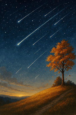 JPG 나무 별 일러스트 자연 하늘 풍경 우주 노을 고요 일몰 꿈 시골 유성 신비 언덕 민속 뷰티풀 국내일러스트 AI일러스트 AI콘텐츠 자연요소 식물 컨셉 생태계 파일형식