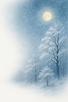 JPG 나무 별 겨울 일러스트 자연 하늘 밝음 풍경 평화 달 흰색 나뭇가지 신선 차가움 숲 신비 조용 국내일러스트 AI일러스트 AI콘텐츠 자연요소 식물 계절 컬러 컨셉 생태계 파일형식