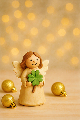 JPG 기념일 행복 크리스마스 일러스트 천사 조명 사랑 미소 장식 인테리어 귀여움 희망 금색 축복 클로버 포근함 오브젝트 수공예 국내일러스트 AI일러스트 AI콘텐츠 디자인 감정 컬러 컨셉 표정 이벤트 감각 공예 파일형식