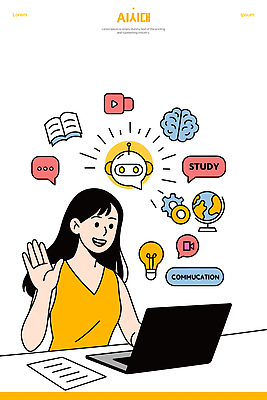 학생 교육 인터넷 일러스트 커뮤니케이션 아이디어 기술 대화 책 학습 컴퓨터 세계 교양 뇌 소통 창의성 AI_인공지능 국내일러스트 AI파일 컨셉 말하기 전자제품 파일형식 벡터