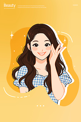 캐릭터 손 패션 행복 일러스트 따뜻함 미소 웃음 소녀 뷰티 노란색 귀여움 인사 블라우스 체크무늬 밝은색 뷰티풀 스타일 국내일러스트 AI파일 여자 감정 어린이 컬러 컨셉 상의 무늬 표정 신체부위 예절 파일형식 벡터