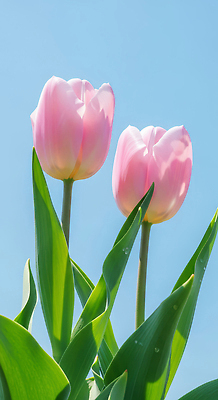 식물 계절 꽃 컬러 태양 CG 생태계 파일형식 튤립 분홍색 하늘 자연 봄 햇빛 뷰티풀 정원 생명 꽃봉오리 편집이미지 편집실사 JPG