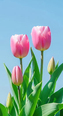 식물 계절 꽃 컬러 태양 CG 생태계 파일형식 튤립 봄 분홍색 풍경 하늘 자연 정원 뷰티풀 햇빛 식물원 꽃밭 만개 편집이미지 편집실사 JPG