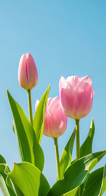 식물 계절 꽃 컬러 태양 CG 생태계 파일형식 튤립 봄 분홍색 하늘 초원 자연 잎 뷰티풀 풍경 햇빛 생명 편집이미지 편집실사 JPG