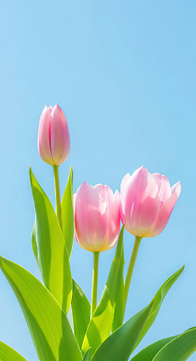 식물 계절 꽃 컬러 태양 CG 생태계 파일형식 튤립 봄 분홍색 자연 초록색 잎 햇빛 신선 새싹 뷰티풀 정원 편집이미지 편집실사 JPG