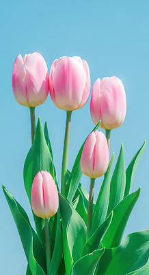 식물 계절 꽃 컬러 CG 생태계 파일형식 튤립 분홍색 하늘 자연 봄 뷰티풀 잎 정원 화초 환경 생명 야외 편집이미지 편집실사 JPG