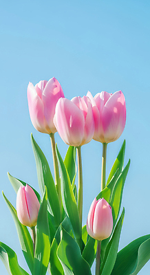 식물 계절 꽃 컬러 CG 생태계 파일형식 튤립 분홍색 하늘 자연 날씨 봄 잎 뷰티풀 꽃밭 정원 생명 편집이미지 편집실사 JPG