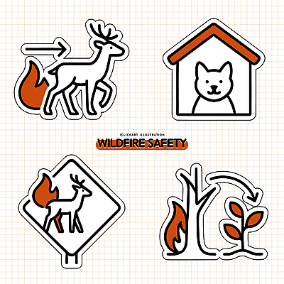 동물 아이콘 표지 안내 경고 안전 환경 구출 보호 소방 자연재해 친환경 생태계 예방 산불 2D아이콘 AI파일 컨셉 도움 재해 화재 파일형식 벡터