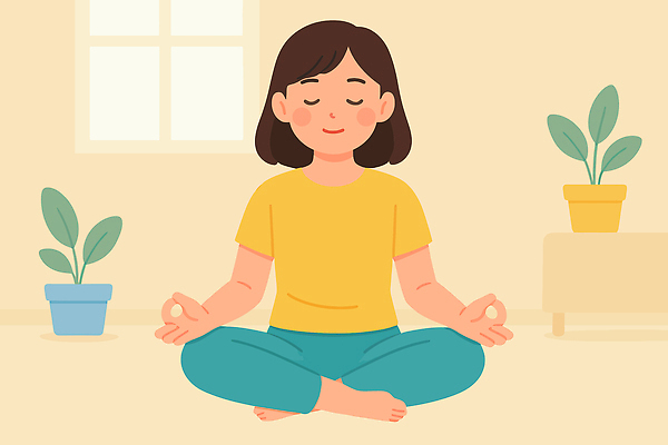 웰빙 여자 화초 일러스트 요가 손가락 휴식 건강 생활 평화 디지털 방 편안함 집중 명상 스트레스해소 디톡스 국내일러스트 AI파일 식물 손 컨셉 사람 감각 파일형식 벡터