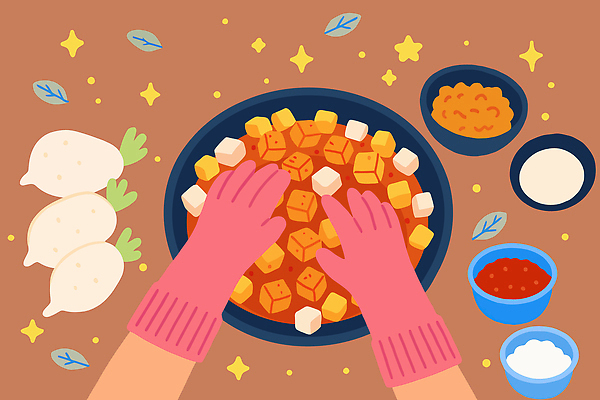 손 음식 일러스트 재료 반찬 양파 김치 감자 요리 주방 요리사 식사 당근 맛 준비 레시피 김장 맛집 다듬기 빨간장갑 국내일러스트 AI파일 직업 한식 컨셉 채소 모션 뿌리채소 신체부위 파일형식 벡터