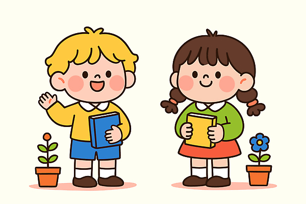 식물 교육 꽃 행복 화분 어린이 컬러 일러스트 교실 가정 자연 놀이 초등학교 대화 웃음 책 친구 귀여움 창의력 국내일러스트 AI파일 감정 컨셉 학교 관계 표정 말하기 사람 생태계 파일형식 벡터