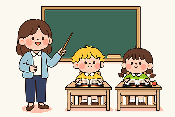 학생 교육 어린이 일러스트 교실 수업 동화 이야기 대화 책 학습 독서 교사 칠판 교양 서재 집중 읽기 학습도구 국내일러스트 AI파일 직업 컨셉 학교 모션 말하기 사람 교육용품 파일형식 벡터