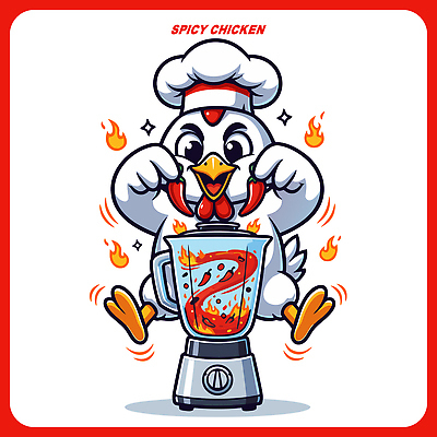 캐릭터 음식 일러스트 재료 요리 주방 요리사 닭 양념 분위기 킥 맛 믹서 즐거움 준비 레시피 편리함 창의력 일러캐릭터 AI파일 직업 감정 컨셉 모션 조류 파일형식 벡터
