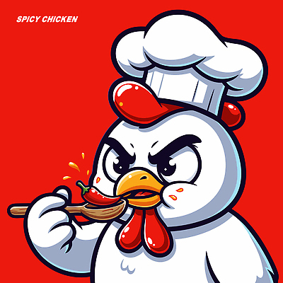 캐릭터 예술 한식 음식 일러스트 요리 요리사 유머 빨간배경 치킨요리 일러캐릭터 AI파일 직업 감정 백그라운드 빨간색 파일형식 벡터