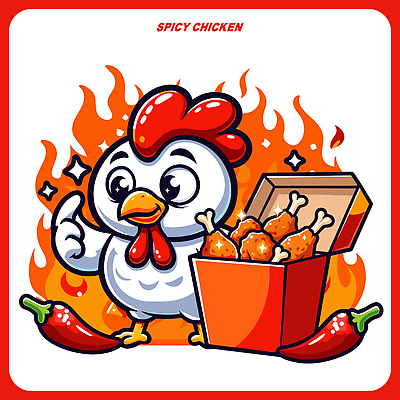 캐릭터 포스터 아시아 음식 일러스트 고추 불꽃 디저트 패스트푸드 요리 치킨 닭 남아메리카 맛 즐거움 그림 배급 일러캐릭터 AI파일 감정 나라 컨셉 채소 조류 불 아메리카 인스턴트 닭고기요리 파일형식 벡터