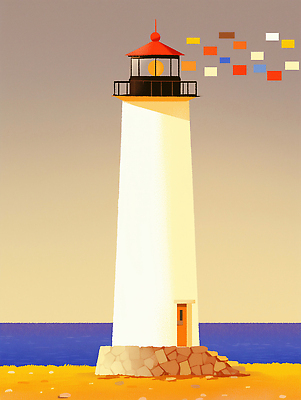 JPG 모래 바다 컬러 여행 일러스트 자연 하늘 등대 풍경 해변 빛 평화 어둠 일몰 구조물 저녁 조화 뷰티풀 국내일러스트 AI일러스트 AI콘텐츠 건축 컨셉 노을 야간 생태계 파일형식